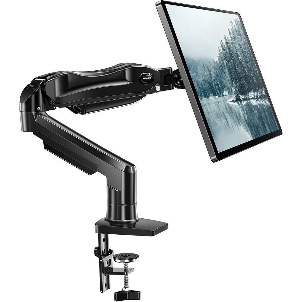 HUANUO Single Monitor Arm Mount 13-32 Inch Adjustable VESA Desk Stand Black